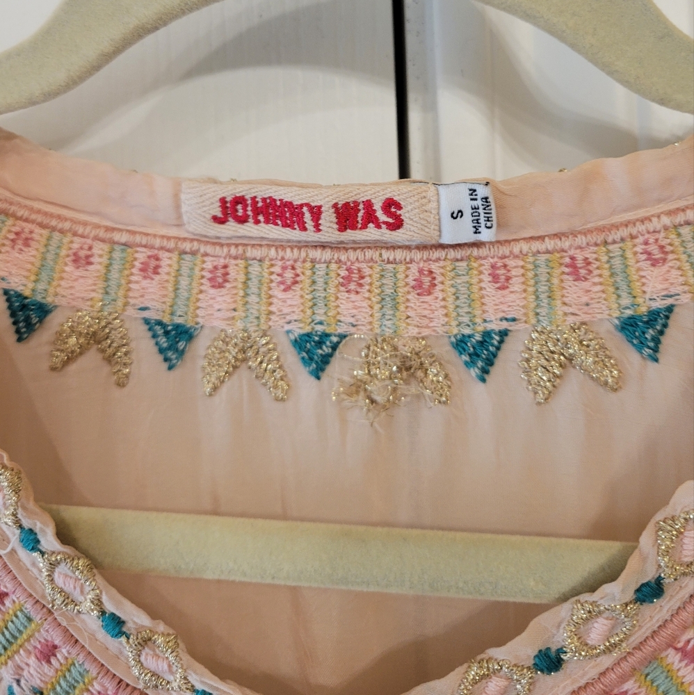 Johnny Was Antoinette Embroidered Poncho In Blush Women's Size Small Boho - Picture 3 of 5